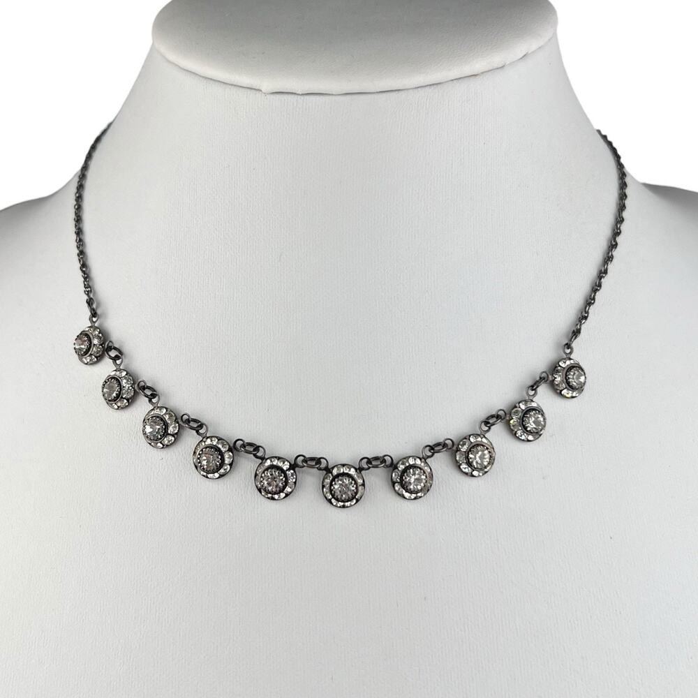 Lucy Isaacs NYC Necklace Silver Tone Crystals 15.75"